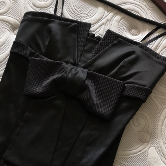 NWOT Midi black cocktail dress with bow - Picture 3 of 15